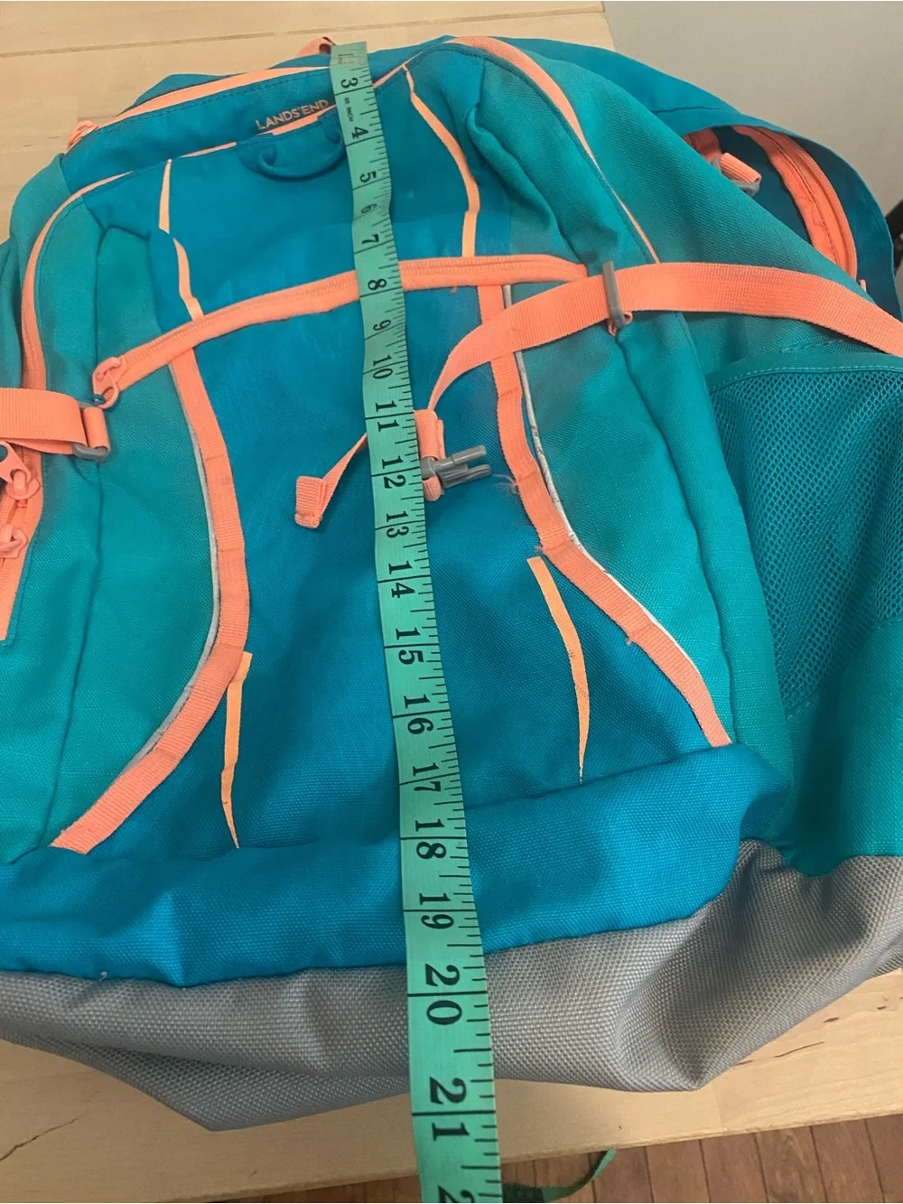 Land’s End Teal and Coral Women’s Everyday Backpack - Lightweight Travel Bag